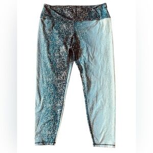 Leggings Black To Gray Gradient Sparkling Silver Metallic Splash Plus Size 3X
